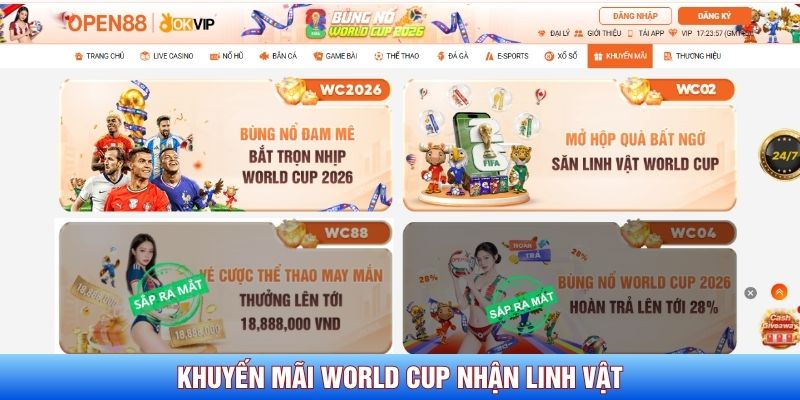 Khuyến mãi World Cup nhận linh vật là sự kiện độc quyền tại Open88 Khuyến mãi World Cup nhận linh vật là sự kiện độc quyền tại Open88